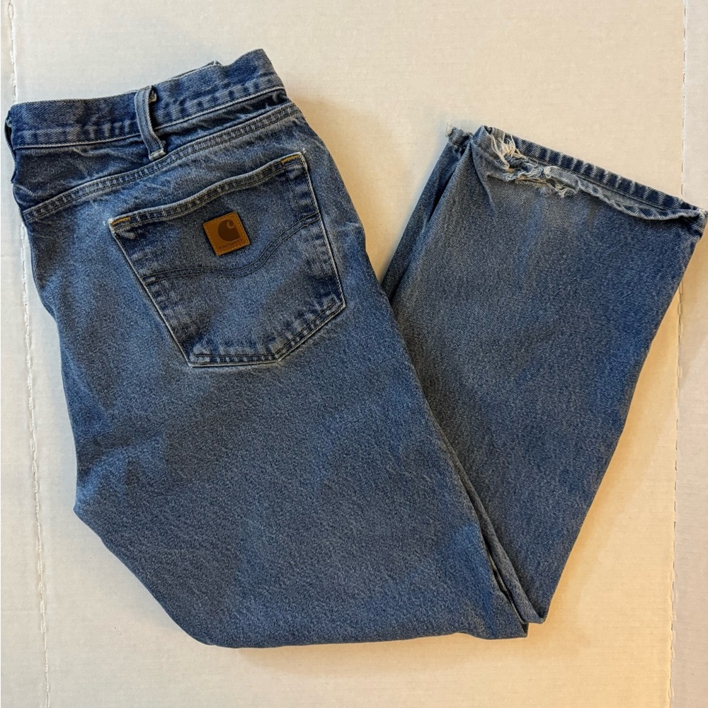Carhartt Men's Straight Traditional Fit Blue Jeans 38 x 30